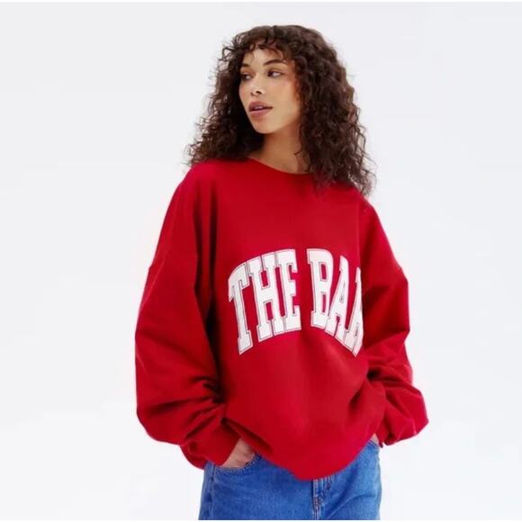 The Bar Tops - NWT The BAR Varsity Crewneck in Ruby Red